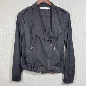 ASTR Moto Bomber Jacket Medium Faux Suede Brown Cropped Zipper Street Grunge Y2K